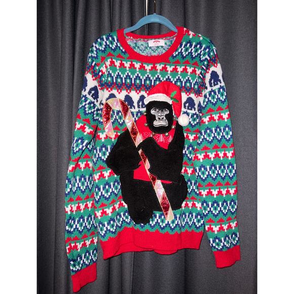 Ugly Christmas Sweater Xmas Size Medium Gorilla - Picture 1 of 3